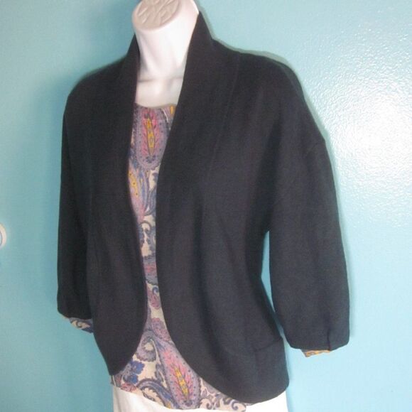 Ann Taylor Loft Navy Blue Shrug Sweater Womens Size S Open Front Cardigan  40" B - Picture 2 of 9